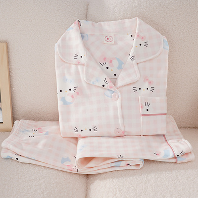 德绒女童睡衣2025秋冬HelloKitty女孩可爱儿童长袖加厚保暖家居服