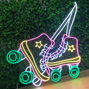 led柔性霓虹灯定制 溜冰鞋旱冰场轮滑网红背景墙装饰复古顺丰包邮