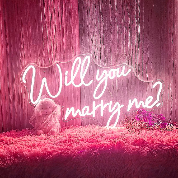 led柔性霓虹灯发光字定制 marry me婚礼婚庆表白求婚网红顺丰包邮