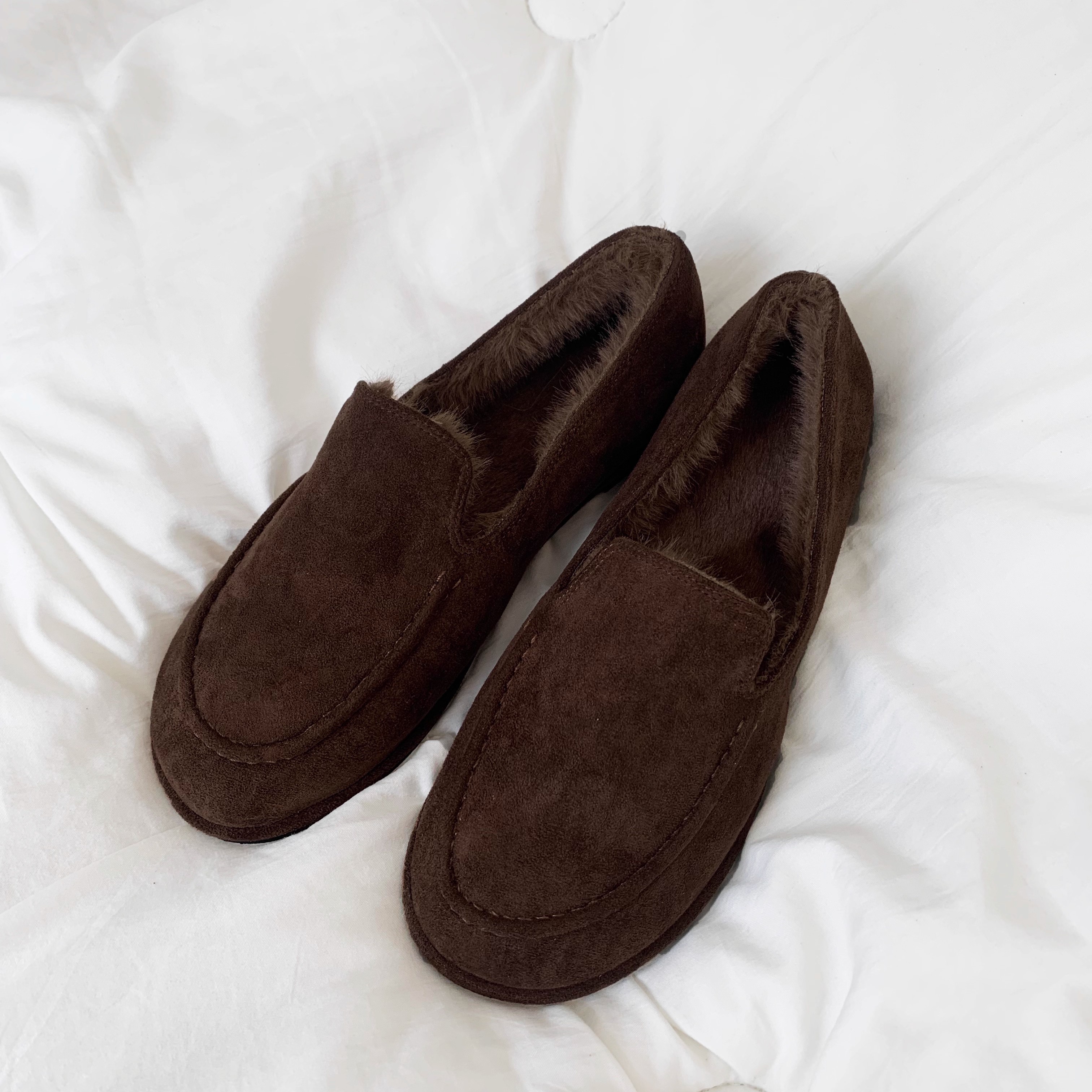 一脚蹬加绒小皮鞋棉鞋平底单鞋女