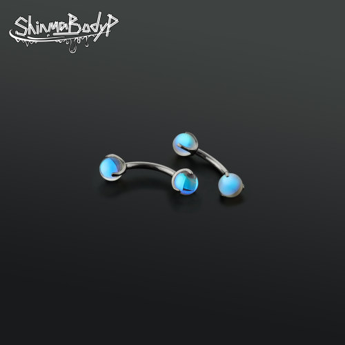 Shinma包边双球月光石钛合金眉钉