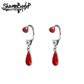 Shinma 136钛合金爱心锆石水滴澳宝耳坠复古高级感马蹄环耳环