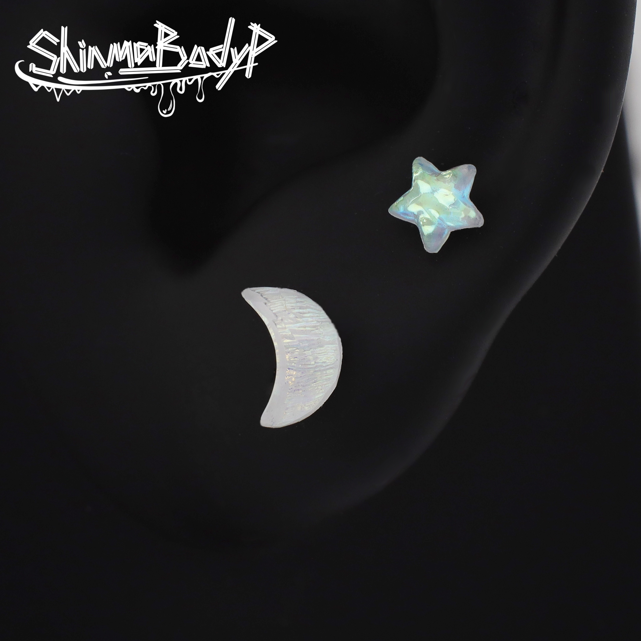 Shinma幻彩五角星月亮唇钉耳钉