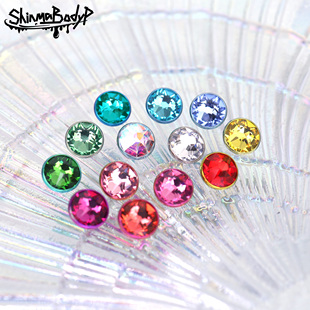 Shinma 136钛合金穿刺钉小众埋钉 皮钉 舌钉配件 施华洛圆形镶钻F