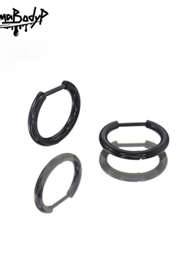 ShinmaF-136钛合金直针黑色素圈耳环耳骨环免摘养洞复古穿刺耳饰