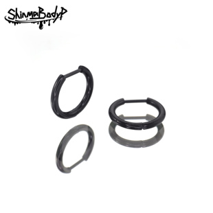ShinmaF-136钛合金直针黑色素圈耳环耳骨环免摘养洞复古穿刺耳饰