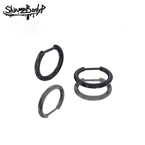 ShinmaF-136钛合金直针素圈耳环
