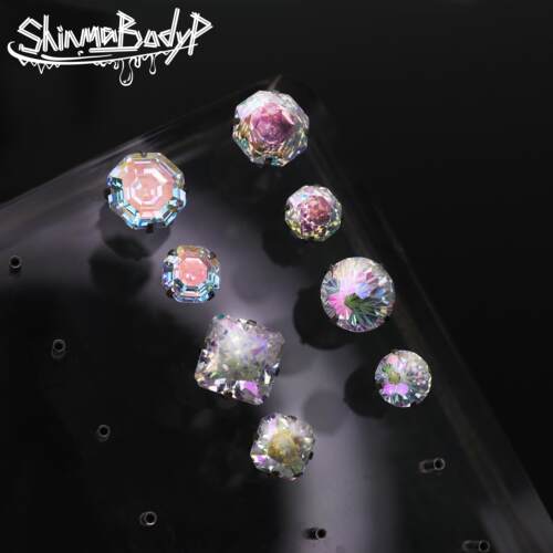 SHINMA钛钢金属玫瑰切锆石耳钉