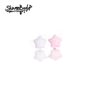 Shinma可爱粉白五角星星耳钉钛钢树脂耳骨钉可爱甜酷少女软萌唇钉