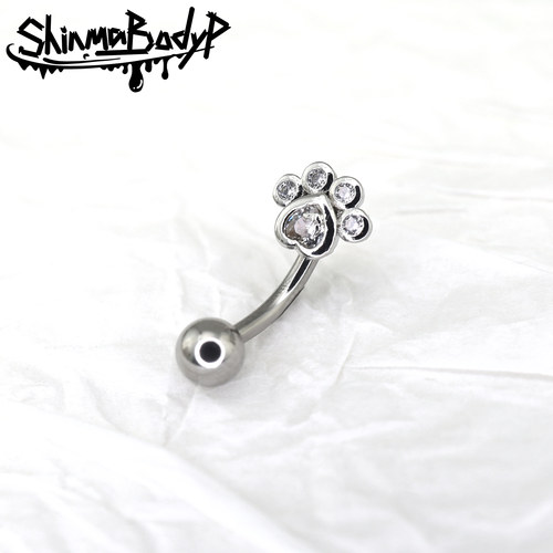 shinma可爱猫爪肚脐钉耳钉女甜美