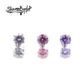 Shinma 1.2MM螺丝旋球3A锆石钛钢耳钉耳骨钉欧美清新气质