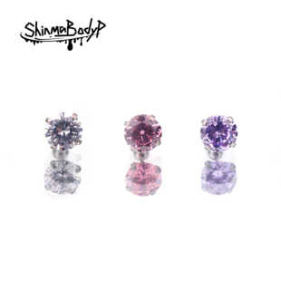 1.2MM螺丝旋球3A锆石钛钢耳钉耳骨钉欧美清新气质 Shinma