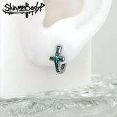 Shinma钛钢复古松石碎石十字架耳钉耳环耳骨环男款 女款 穿刺日常