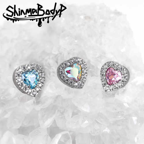 Shinma钛合金可爱爱心锆石耳钉