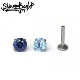 Shinma 136钛合金内螺旋锆石蓝色耳钉耳骨钉平底唇钉穿孔饰品
