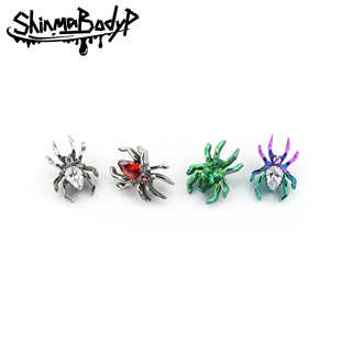 Shinma 136钛合金精致彩色小蜘蛛锆石内螺纹土酷穿刺耳钉唇钉