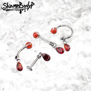 ShinmaF136钛合金哥特红色水滴血滴挂坠耳钉唇钉唇环眉钉rook耳环