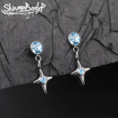 ShinmaF 136钛合金十字星星锆石耳钉耳骨钉耳轮钉挂坠日常可爱萌