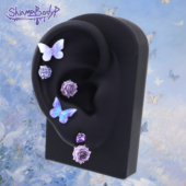 Shinma 蝶恋花语 耳钉耳轮钉耳骨钉少女仙气梦幻花朵蝴蝶玫瑰紫