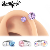 无爪镶嵌内螺纹C环 Shinma 施华洛超闪钻 136钛合金 耳蜗环耳环