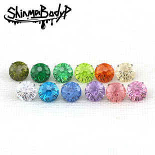 136钛合金绚烂烟花锆石8mm超闪鸽子蛋内牙耳钉耳蜗钉 Shinma爆闪F