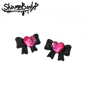 耳骨钉蝴蝶结爱心钻亚比土酷 Shinma0.8细杆钛钢树脂手作原创耳钉
