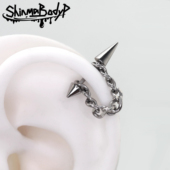 Shinma朋克尖锥链条挂链耳钉耳骨钉耳轮钉亚比耳饰钛钢钛合金