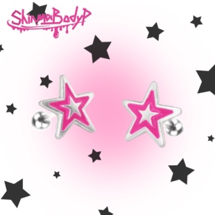 芭比粉y2k土酷亚比五角星耳钉耳骨钉小众穿刺千禧风耳饰潮 Shinma