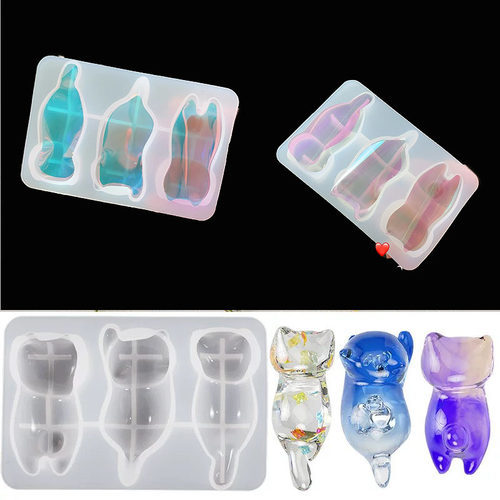 3D立体趴式猫咪硅胶模具镭射纸
