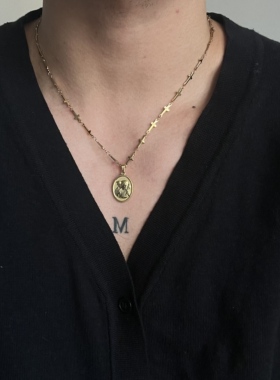 SCMEN 复古椭圆跨境专供十字架项链小众高级设计感法式冷淡风项链