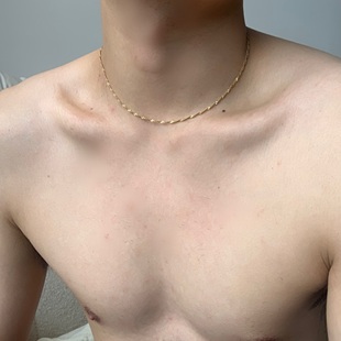 SCMEN锁骨链颈链18k素链水波链不掉色男不褪色女短款 气质百搭项链