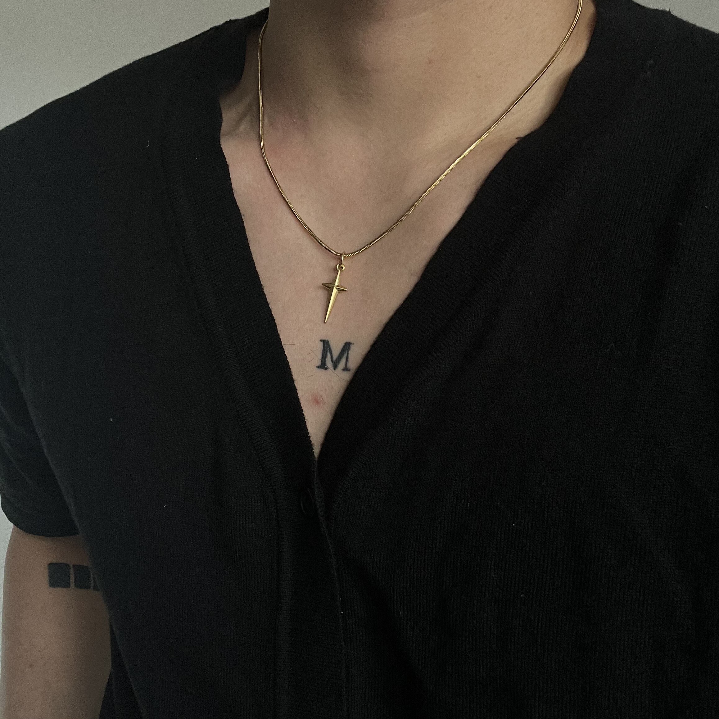 SCMEN钛钢不掉色十字金银锁骨链