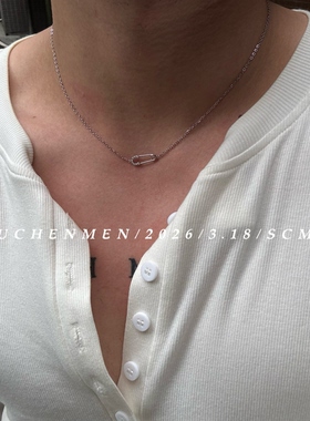 SCMEN 925镀银回形针项链女时尚气质百搭锁骨链韩国韩版几何项