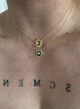 SCMEN S925纯银镀18K金组合单个素链搭配锁骨链项链