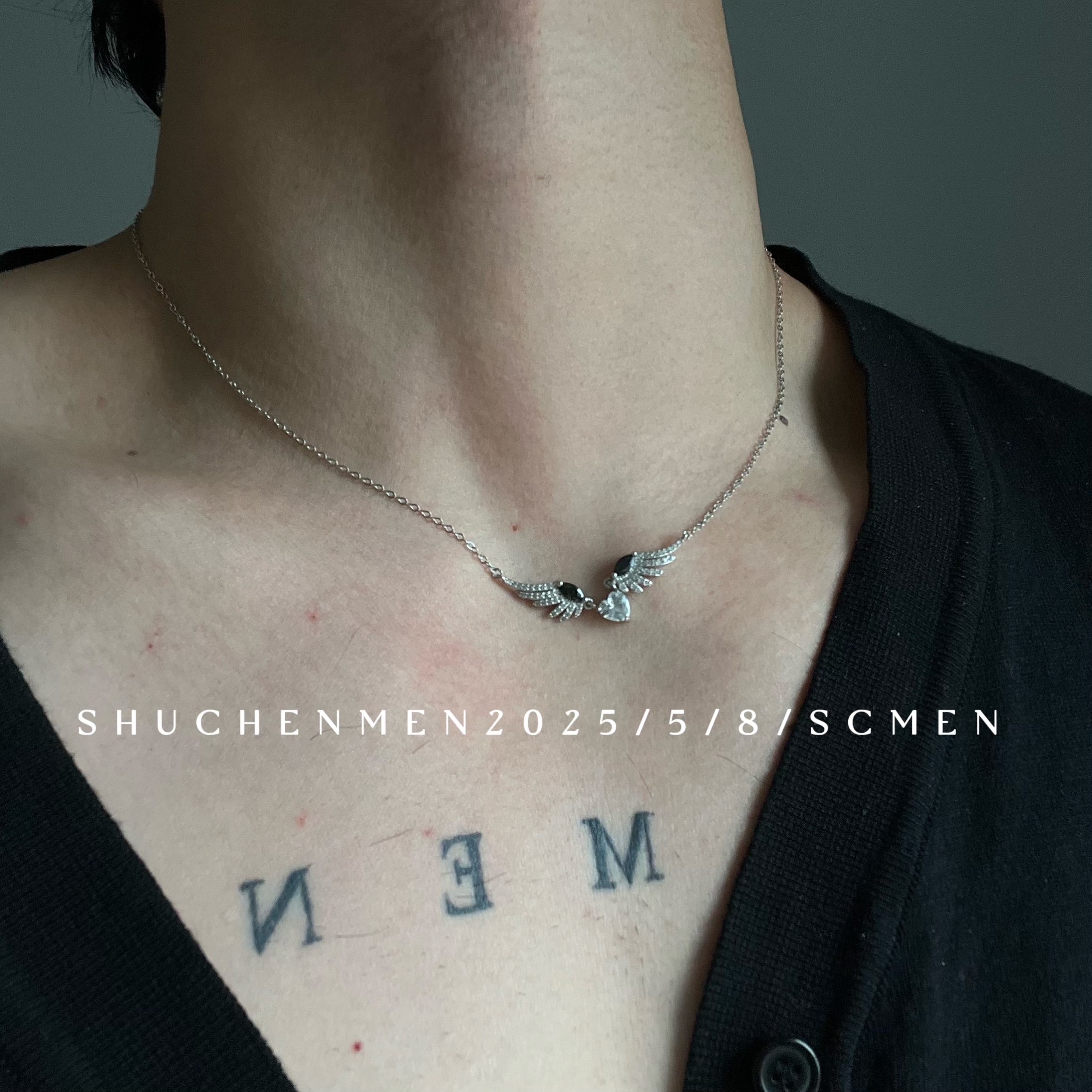 SCMENS925纯银天使翅膀项链