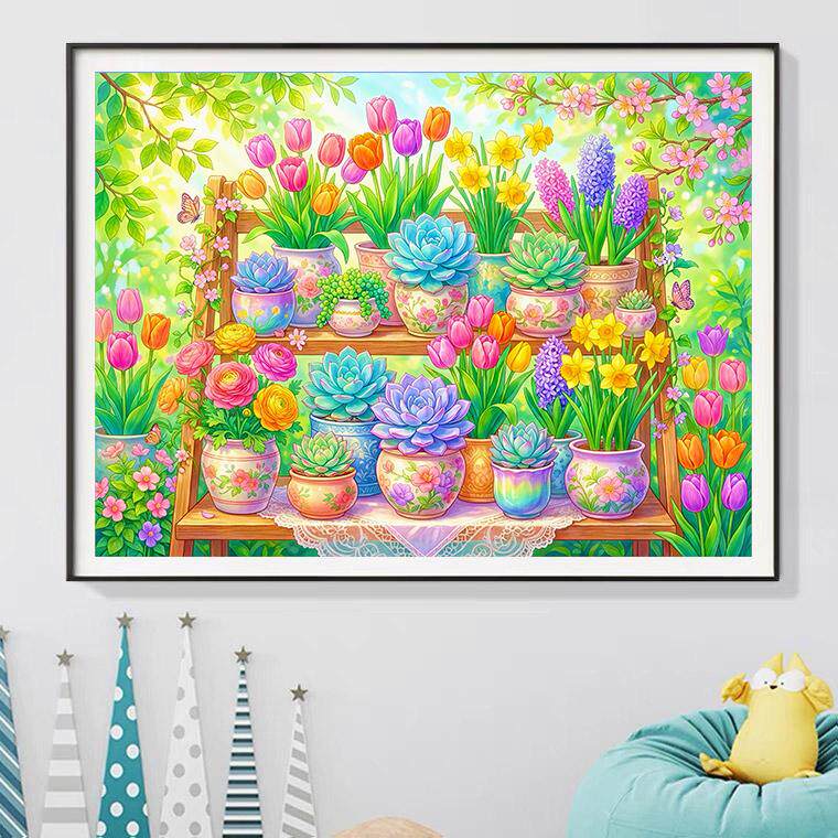 田园花卉多肉植物十字绣2026新款爆款客厅高级小件玄关卧室手工绣