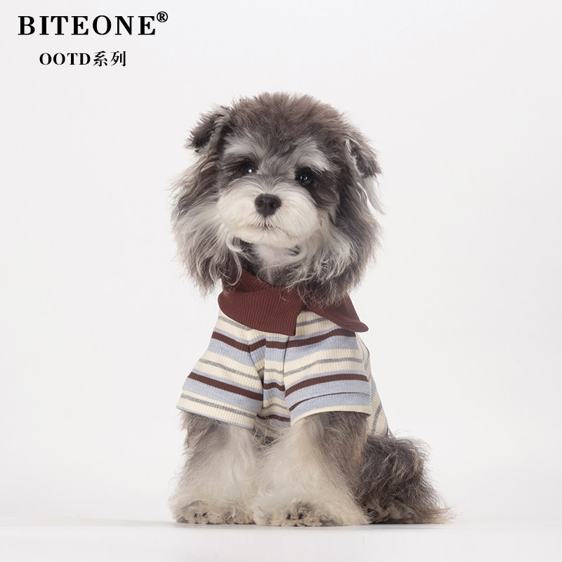 BITEONE【海盐拿铁】猫咪狗狗衣服2026秋冬新款复古条纹内搭