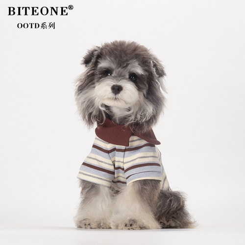 BITEONE【海盐拿铁】猫咪狗狗衣服2026秋冬新款复古条纹内搭