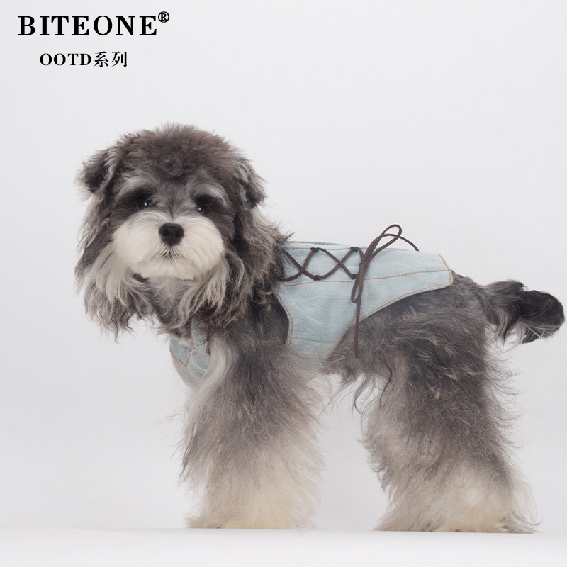 BITEONE【蓝色羁绊】设计师款猫咪狗狗衣服2026秋冬牛仔背带裤