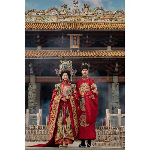 汉服婚服明制凤冠霞帔中式婚礼嫁衣新郎宋制结婚新娘定制租赁出租