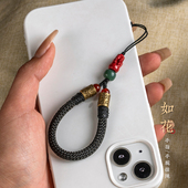 帝王砂手机挂绳短款 挂手腕绳指环腕带男女手工编织手机挂件防丢