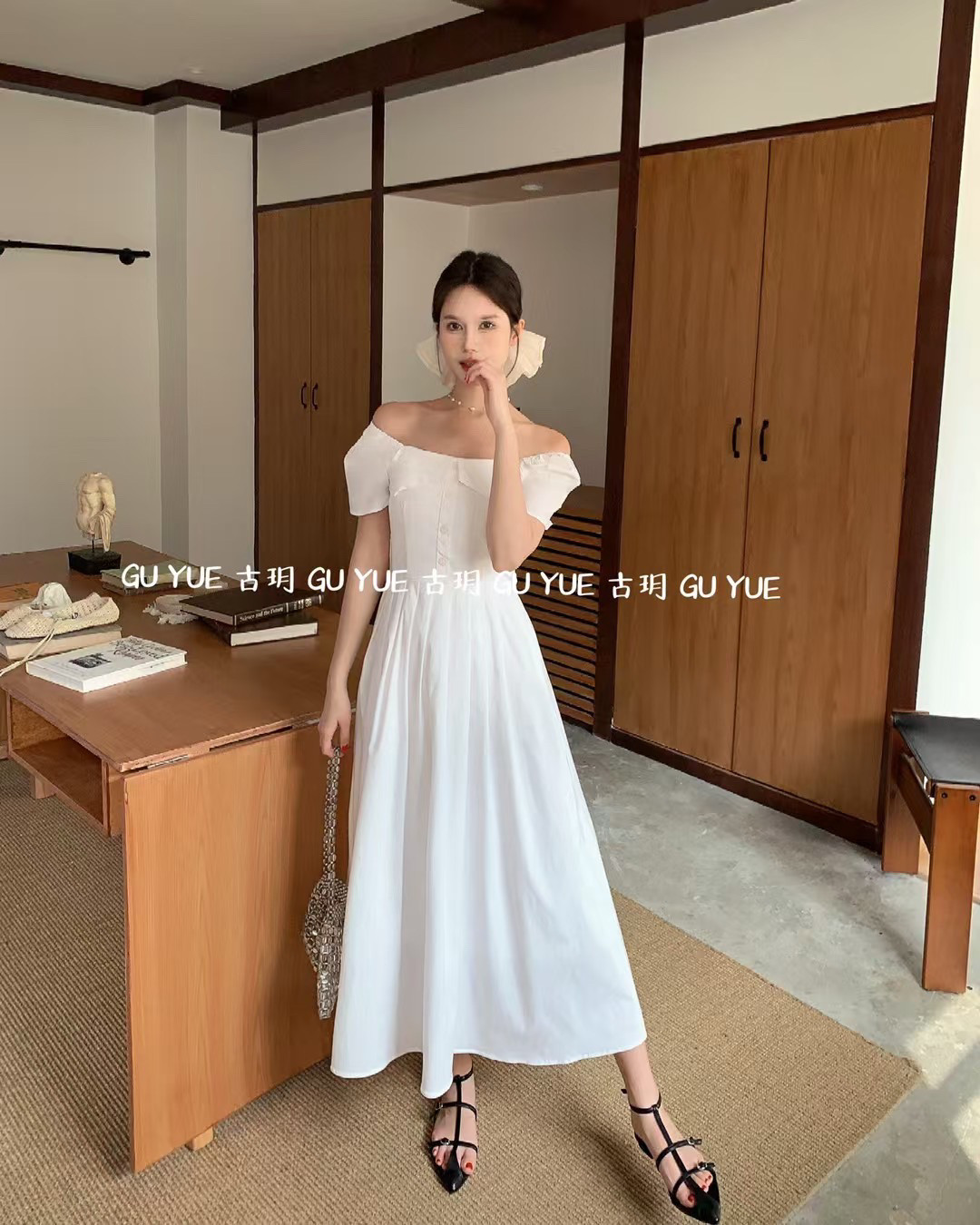法式初恋清纯连衣裙新款夏季小个子气质绝美收腰长裙方领图片