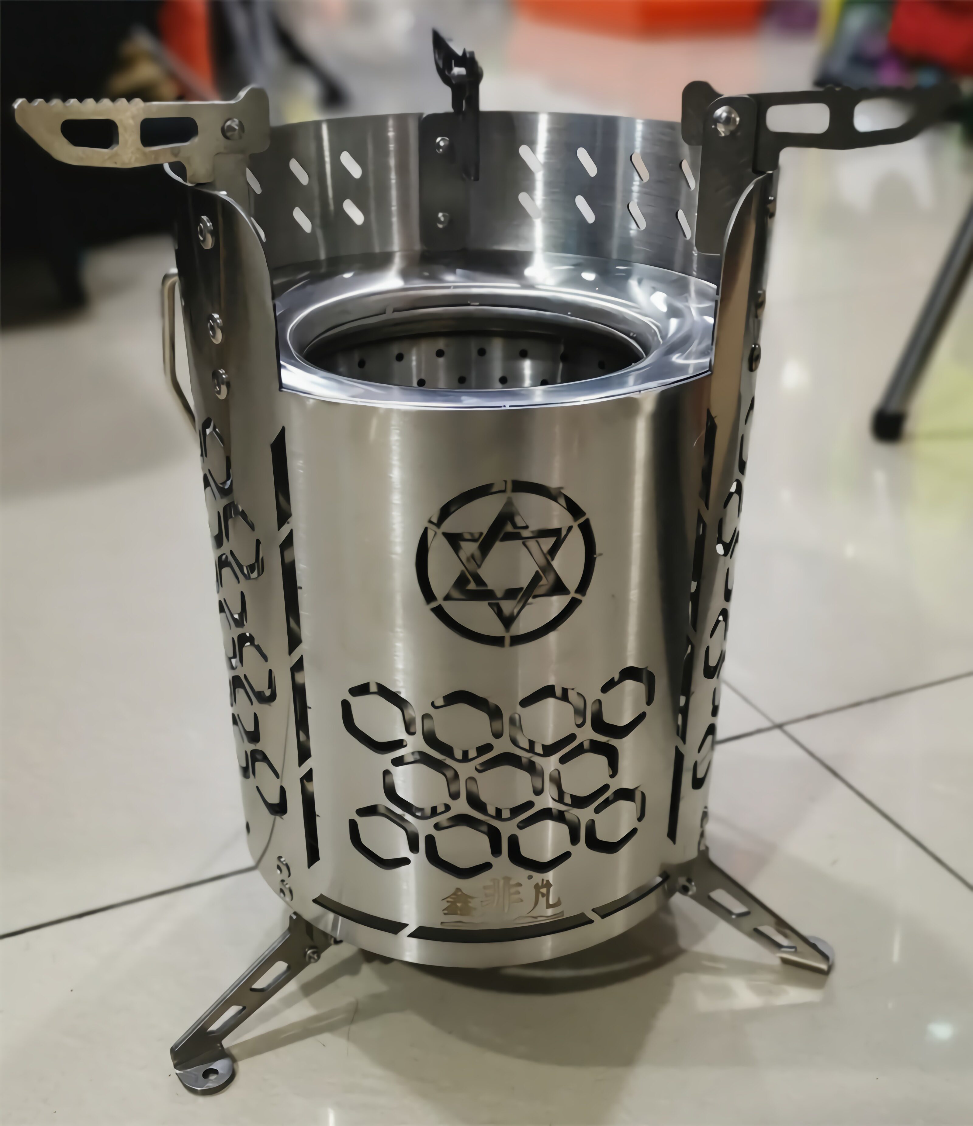 户外旅行自驾便携柴火炉野外炉具无烟木柴气化炉加厚不锈钢柴火灶