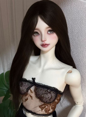 可贝贝bjd娃娃假发3分4分6分mdd熊妹黑色中分长直发高温丝毛坯发