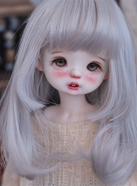 现货【可贝贝】BJD娃娃假发6分软丝灰色姬发长发高温丝发SD人偶发