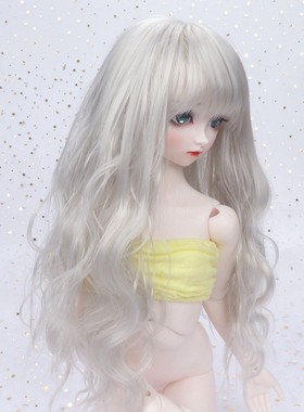 现货可贝贝bjd娃娃假发3分4分6分齐刘海银灰色自然手工卷sd人偶