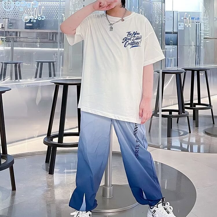 秋季男士渐变外套撞色宽松202儿童运动套装