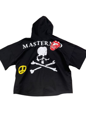 MASTERMIND春秋款美式暗黑系骷髅印花短袖斗篷外套卫衣男连帽衫