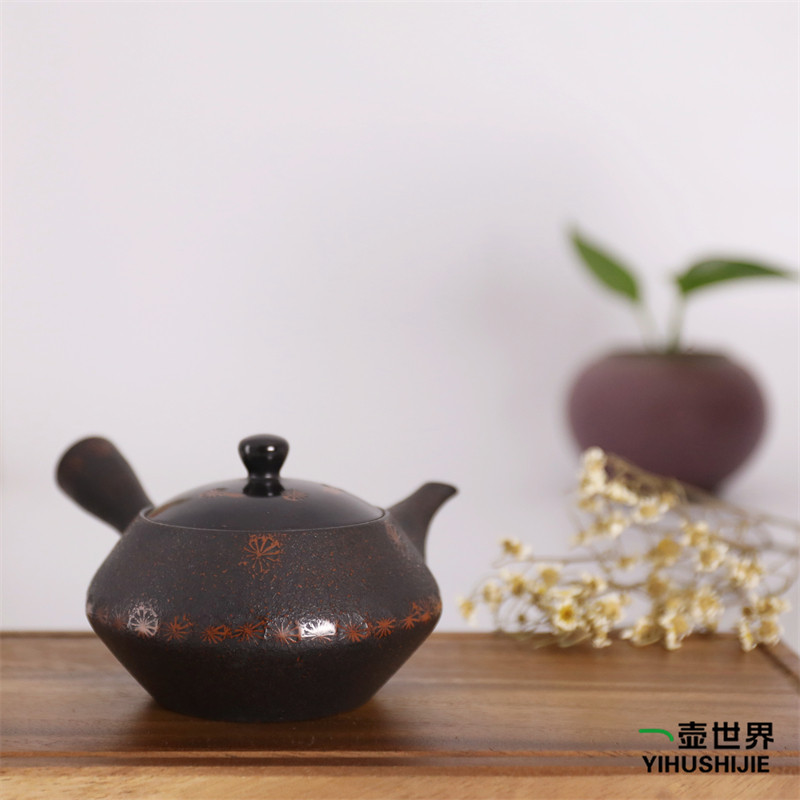 日本常滑烧急须 玉堂 朱泥 窑变190ml 纯手工紫砂侧把老茶壶现货