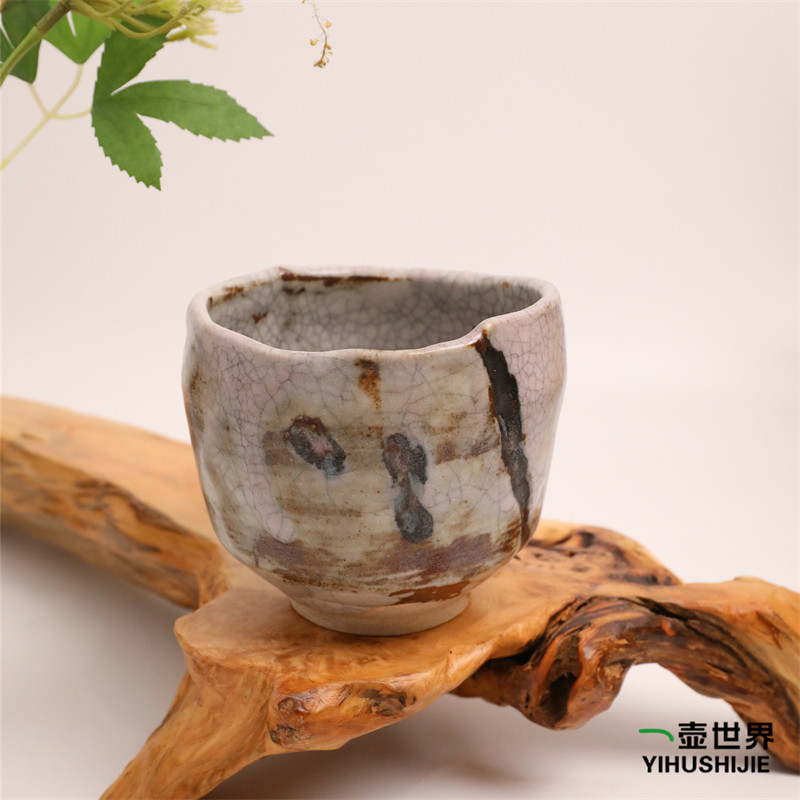 日本抹茶碗 冰裂黑釉 9.9*9.8cm 纯手工日式紫砂陶茶具